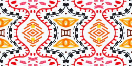 Seamless watercolor mosaic print. Geometric ethnic pattern.の写真素材