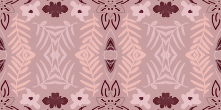 Hand drawn floral ethnic pattern. Seamless abstract batik print.