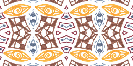 Seamless watercolor mosaic print. Geometric ethnic pattern.の写真素材
