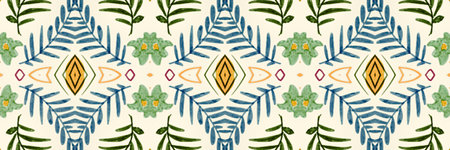 Abstract folk ornament. Seamless ethnic design. Watercolor flower background.