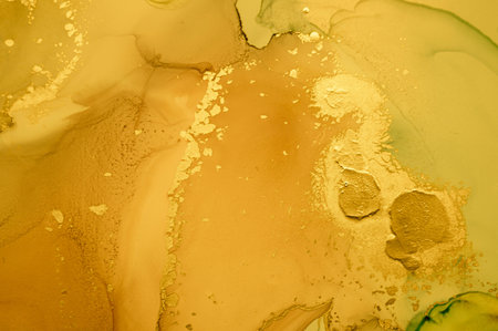 Gold Fluid Art. Liquid Abstract Background.