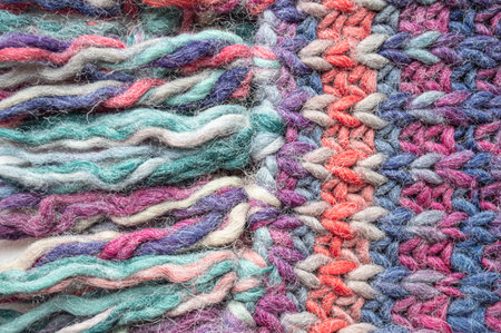 Organic knitting background with macro wool threads.の写真素材