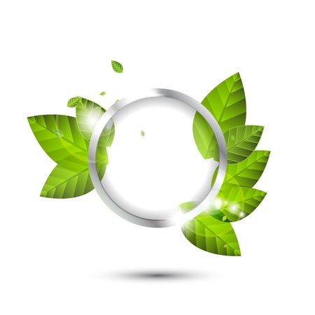 Vector green leaves speech bubbleのイラスト素材