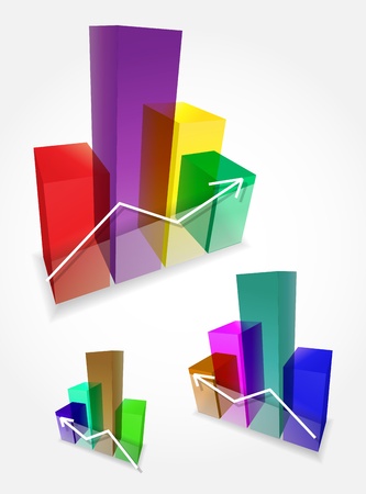 Vector color 3d bar graphのイラスト素材