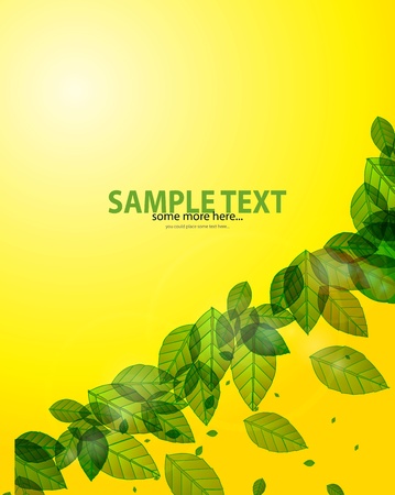 shiny green background with leaves and flaresのイラスト素材