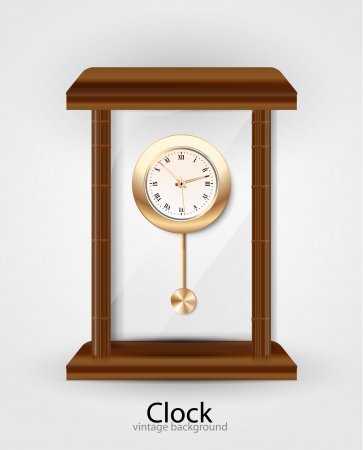Vector vintage clock (gold and wood)のイラスト素材