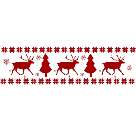 Vector Chritmas Nordic pattern (reindeers and trees)のイラスト素材