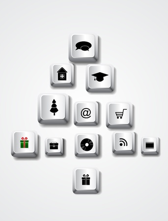 Vector Christmas keyboard keys in shape of treeのイラスト素材