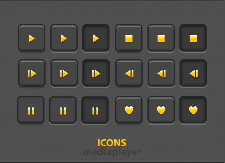 Vector media player icons with hover over and clickedのイラスト素材