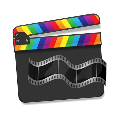 Vector  clapperboard with waving filmのイラスト素材