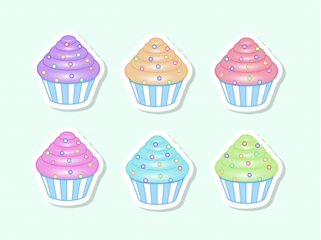 Vector cartoon cupcakes colorful delightのイラスト素材