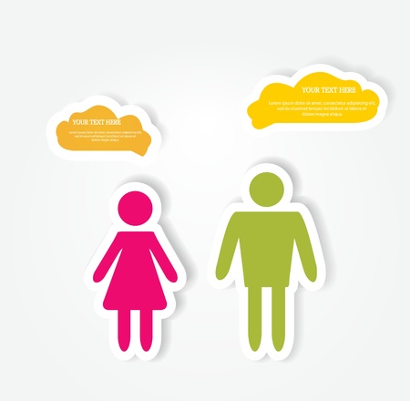 Vector color paper people with speech bubblesのイラスト素材