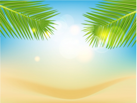 Vector green nature background with leavesのイラスト素材