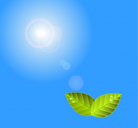 Vector green nature background with leavesのイラスト素材