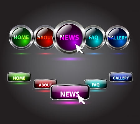 Vector buttons for menu navigation with hover/over positionのイラスト素材