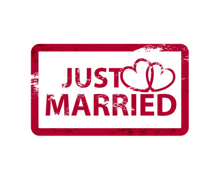 Vector just married grunge scratched rubber stampsのイラスト素材
