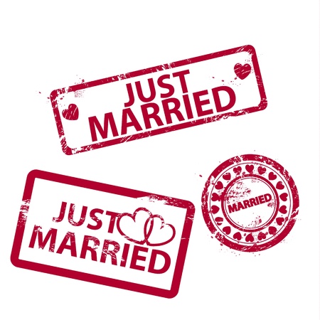 Vector just married grunge scratched rubber stampsのイラスト素材
