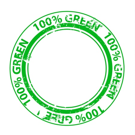 Grunge 100% green bio vector rubber stampのイラスト素材