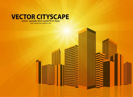 Vector 3d cityscape on shiny backgroundのイラスト素材