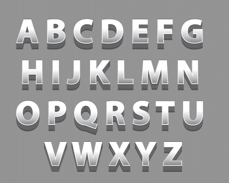 Metal vector alphabet with shadowsのイラスト素材
