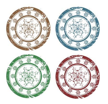 Vector grunge Christmas stampsのイラスト素材