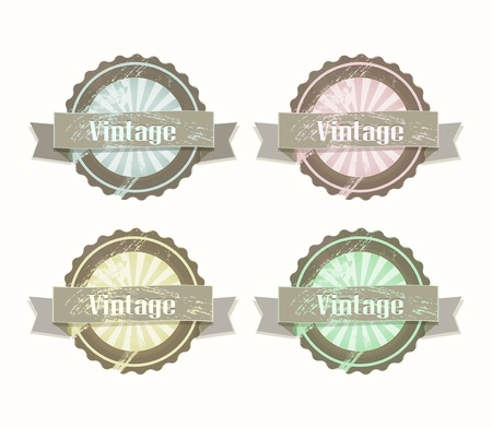 Blank retro vintage labels with ribbonのイラスト素材
