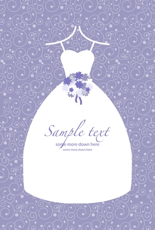 Retro bride in a white gown wedding backgroundのイラスト素材