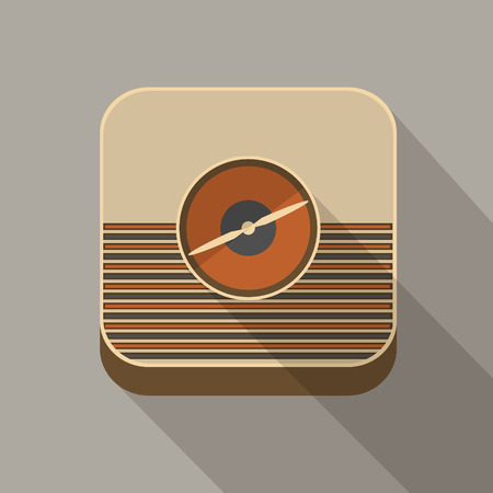 Flat long shadow retro vintage radio iconの写真素材