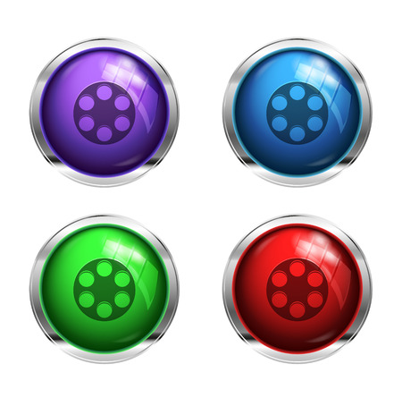 Glossy cinem buttons: red, green, blue and purpleの写真素材