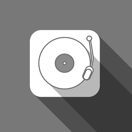 Flat long shadow trendy record player iconのイラスト素材
