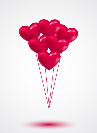 Pink heart Valentine balloons background colorful illustrationのイラスト素材