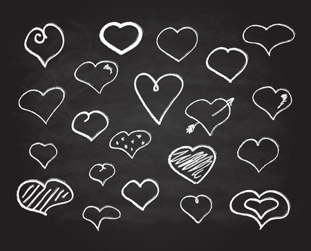 Vector scribble chalk heart icons set abstract collectionのイラスト素材