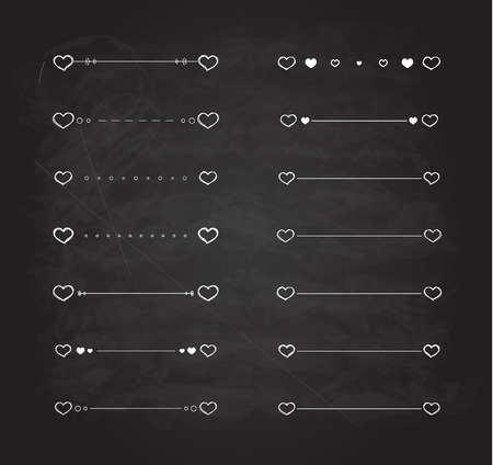 Heart dividers scribble vector borders hand-drawn setのイラスト素材