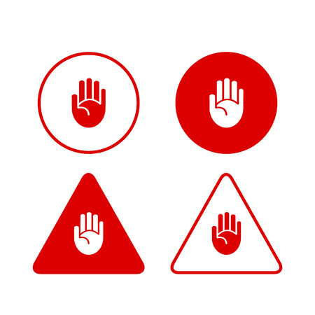 Set of stop hand icons prohibition danger restirctionのイラスト素材