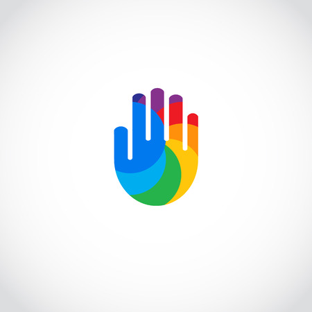 Riainbow hand icon abstract business unity symbolのイラスト素材