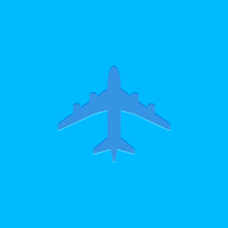 Blue vector plane icon on blue. Simple travel modern designのイラスト素材