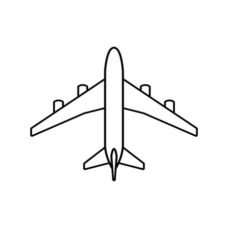 Black plane outline. Simple airplane line icon designのイラスト素材
