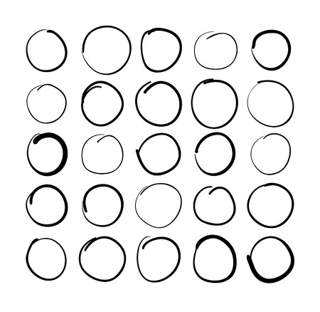 hand-drawn scribble circles abstract doodle set for your designのイラスト素材