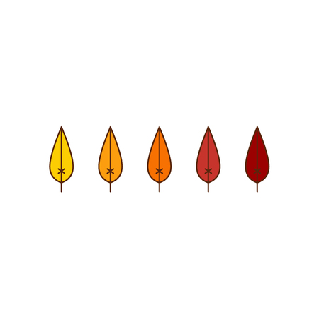 Vector autumn leaves icons background in yellow and redのイラスト素材