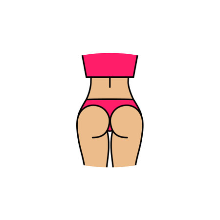 Beautiful sporty lady back with glutes in a crop top and panties. Fitness, squat. Gymのイラスト素材