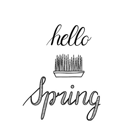 Hello spring vector calligraphy hand-drawn imitationのイラスト素材