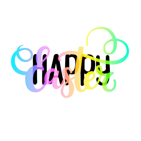 Happy Easter vector religious Christian spring world holiday design greeting card text. Nice brush colorsのイラスト素材