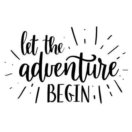 Let the adventure begin vector lettering. Motivational inspirational travel quote.のイラスト素材
