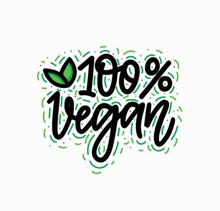 100 per cent vegan hand-written lettering calligraphy eco label designのイラスト素材