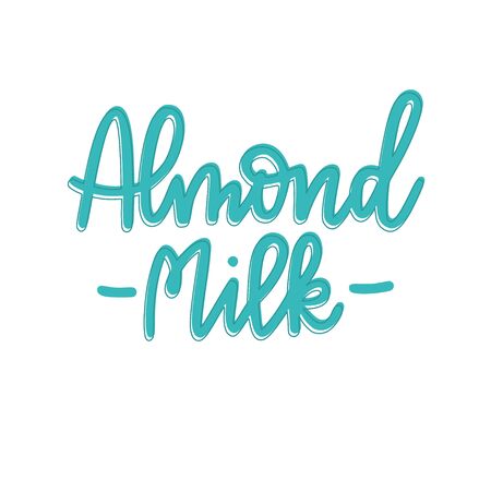Non-dairy plant based almond vegan milk alternative lettering designs.のイラスト素材