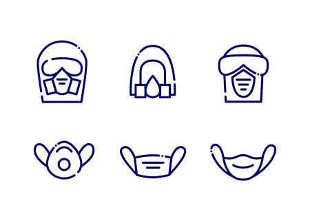 Set of vector individual protection mask iconsのイラスト素材