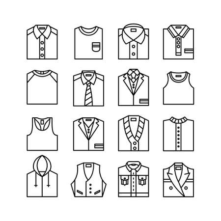 Clothes line art tops icons editable strokeのイラスト素材