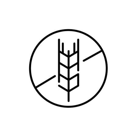 Gluten free food packaging symbol with grain crossed over. Pixel perfect, editable strokeのイラスト素材
