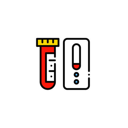 Rapid antigene blood test colorful icon. Pixel perfect, editable strokeのイラスト素材
