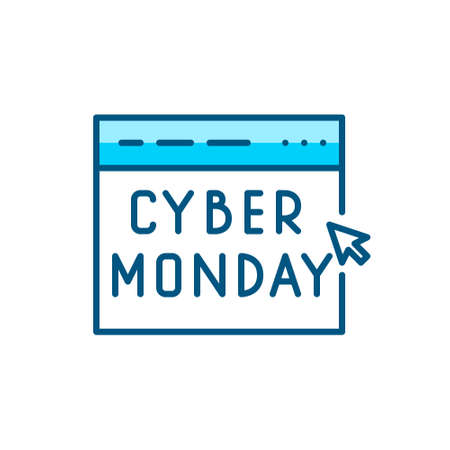 Cyber Monday annual online sale event. Words on a web browser. Pixel perfect, editable stroke colorful iconのイラスト素材